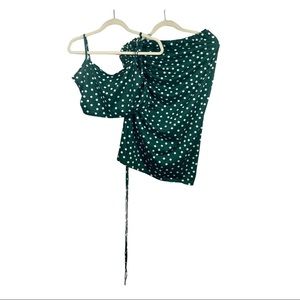 2 piece green and white polka dot outfit